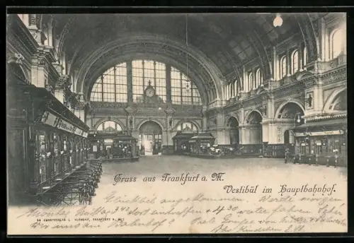 AK Frankfurt a. M., Vestibül im Hauptbahnhof