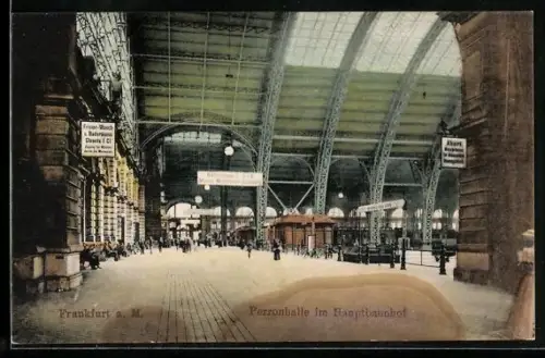 AK Frankfurt a. M., Perronhalle im Hauptbahnhof