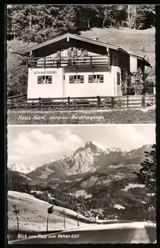 AK Berchtesgaden /Unterau, Hotel Haus Hierl, Blick zum Hohen Göll