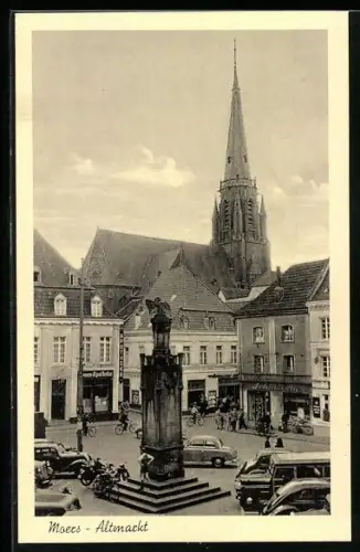 AK Moers, Altmarkt, Kirche, Apotheke, Denkmal