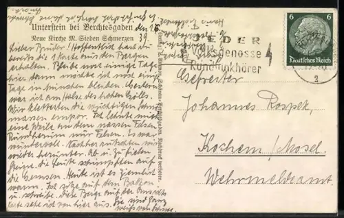 AK Unterstein bei Berchtesgaden, Neue Kirche M. Sieben Schmerzen