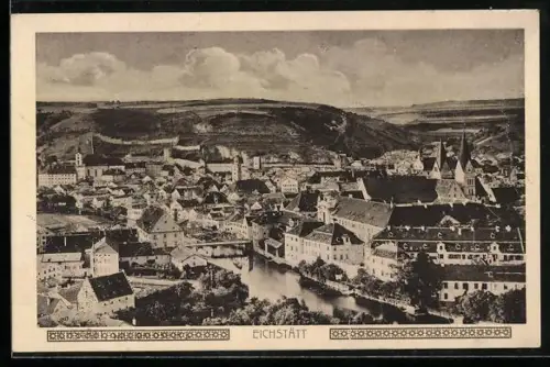 AK Eichstätt, Teilansicht mit Brücke
