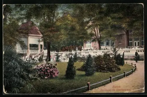 AK Essen, Terrasse im Stadtgarten