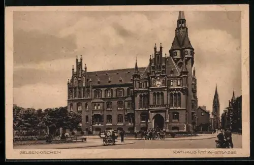 AK Gelsenkirchen, Rathaus mit Ahstrasse