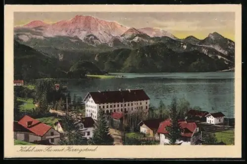 AK Kochel am See, Ortspartie mit Herzogstand