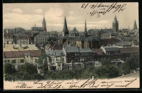 AK Essen / Ruhr, Totalansicht mit Kirche