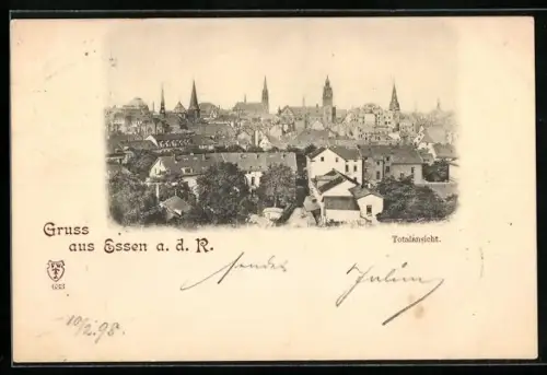 AK Essen / Ruhr, Totalansicht mit Kirche