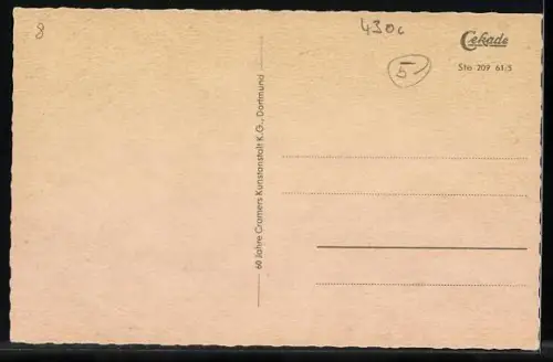 AK Essen-Steele, St. Laurentius-Hospital, Laurentiuskirche, Kaiser-Otto-Platz mit Strassentbahn