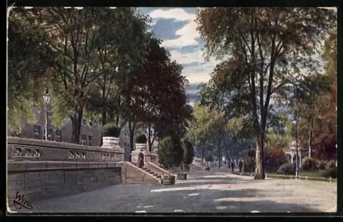 Künstler-AK Essen / Ruhr, Partie im Stadtpark