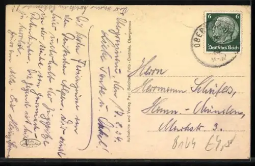 AK Obergrainau, Ortspartie mit Kirche