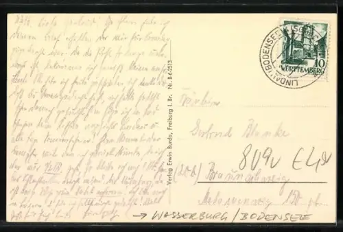 AK Wasserburg /Bodensee, Uferpartie mit Kirche