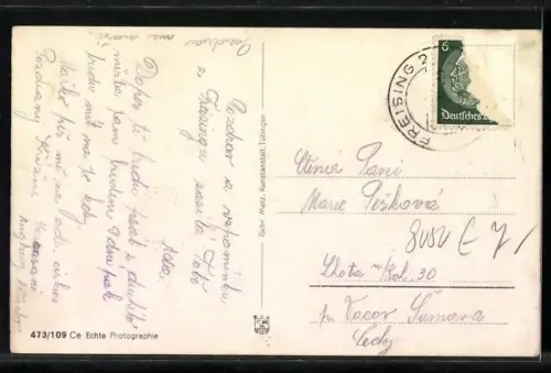 AK Freising, Ortspanorama aus der Vogelschau