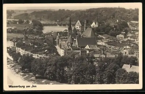 AK Wasserburg am Inn, Teilansicht mit Kirche