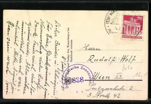 AK Wasserburg am Inn, Teilansicht mit Kirche