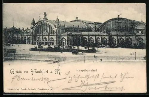 AK Frankfurt a. M., Hauptbahnhof mit Strassenbahn