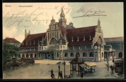 AK Essen, Hauptbahnhof mit Strassenbahn