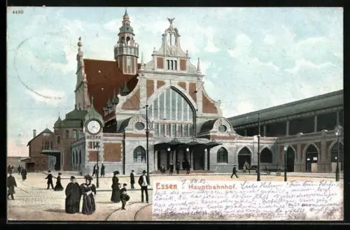 AK Essen, Hauptbahnhof mit Leuten