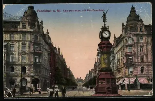 AK Frankfurt a. M., Kaiserstrasse mit Uhrtürmchen