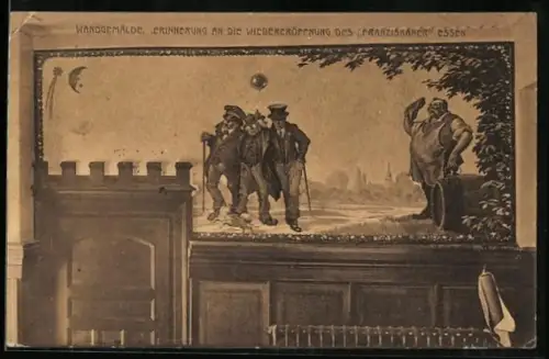 AK Essen, Wandgemälde im Franziskaner, Steelerstrasse 11, Inh. Robert Hoppenkamps