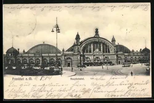 AK Frankfurt a. M., Hauptbahnhof mit Strassenbahn