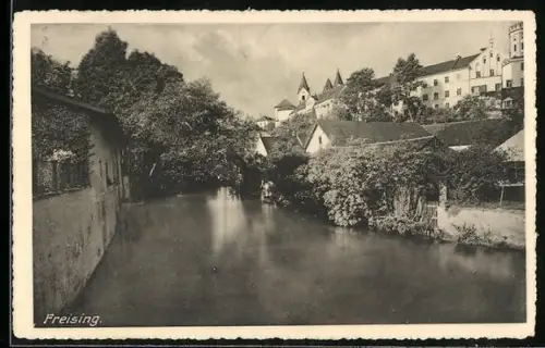 AK Freising, Stadtansicht mit Flusspartie