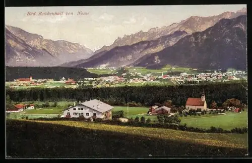 AK Bad Reichenhall, Blick von Nonn auf Stadt und Berge