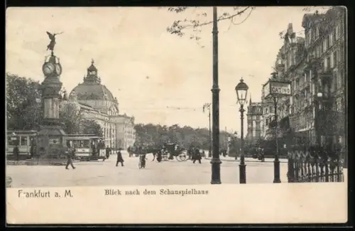 AK Frankfurt a. M., Blick nach dem Schauspielhaus