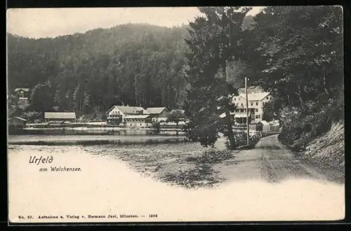 AK Urfeld am Walchensee, Seepromenade, Gasthäuser