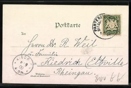 AK Partenkirchen, Ortsansicht, Zugspitze