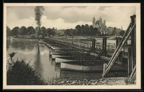 AK Speyer a. Rh., Schiffsbrücke, Dom