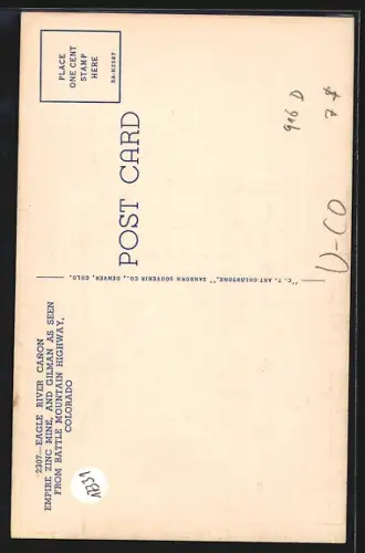 AK Eagle River Canon, CO, Empire Zinc Mine and Gilsman as seen from Battle Mountain Highway