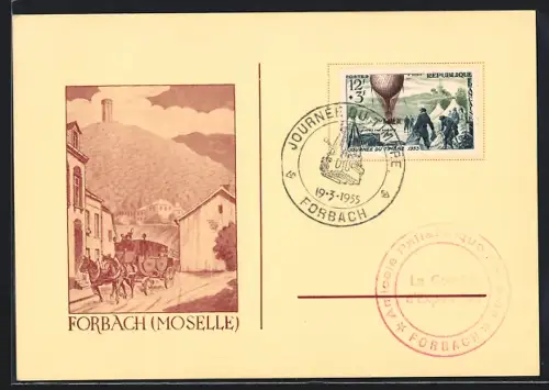 AK Forbach /Moselle, Ankunft der Postkutsche