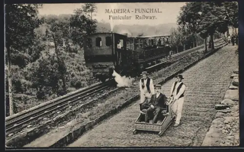 AK Funchal /Madeira, Funicular Railway, Bergbahn