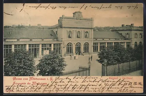 AK Mülhausen i. E., Ansicht vom Bahnhof