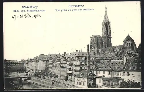 AK Strasbourg, Vue prise du quai des Bateliers