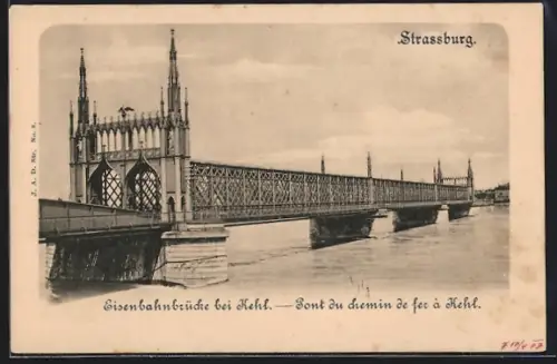 AK Strassburg, Pont du chemin de fer à Kehl