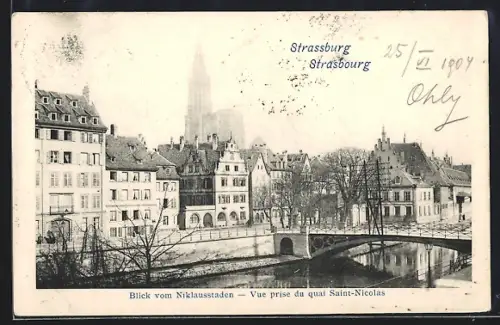 AK Strasbourg, Vue prise du quai Saitn-Nicolas