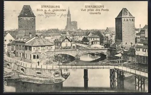 AK Strasbourg, Vue prise des Ponts couverts