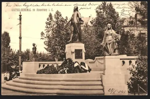 AK Strassburg i. E., Goethe-Denkmal