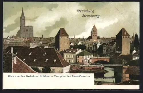 AK Strasbourg, Vue prise des Ponts-Couverts
