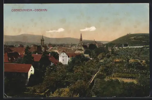 AK Obernai, Panorama mit Kirche