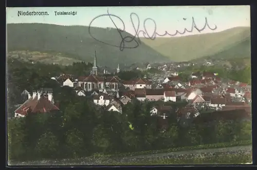AK Niederbronn, Totalansicht mit Kirche