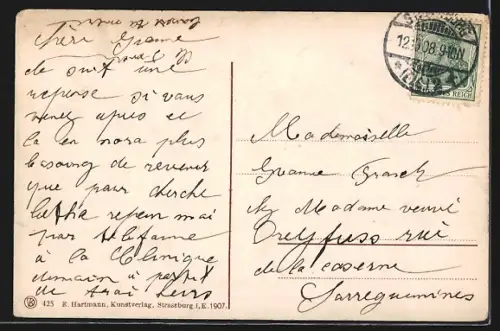 AK Strassburg i. E., Aufzug der Hauptwache an der Kirche