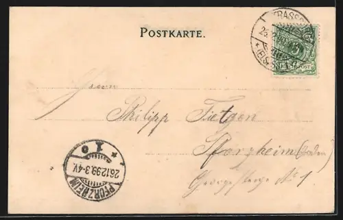 AK Strassburg, Panorama mit Kirche