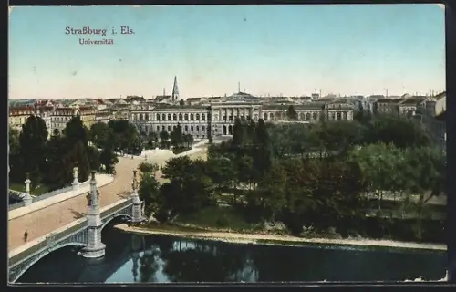 AK Strassburg i. Els., Strassenpartie mit Universität