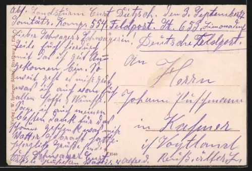 AK Barr i. E., Teilansicht mit Ruine Andlau