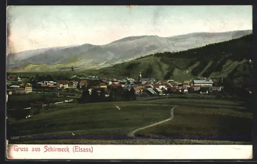 AK Schirmeck /Elsass, Panorama mit Kirche