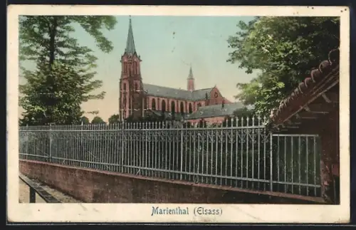 AK Marienthal /Elsass, Blick zur Kirche