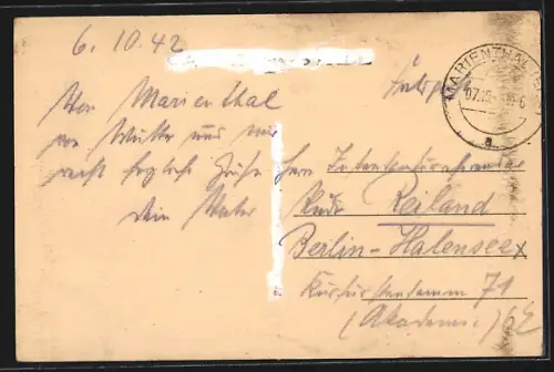 AK Marienthal, Strassenpartie mit Kirche