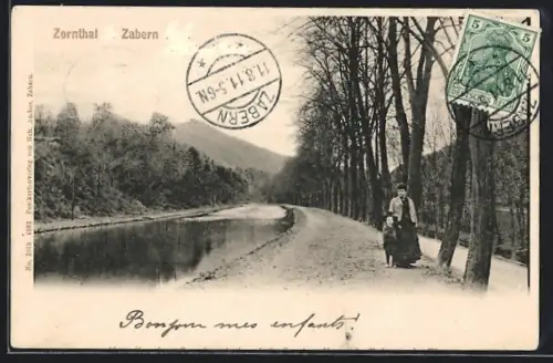 AK Zabern, Uferpartie im Zornthal
